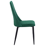 Set Of 2 Dining Chairs Green Velvet Upholstered Seat High Back Beliani