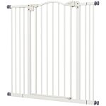 Pawhut Metal Pet Safety Gate Dog Gate Folding Fence, White