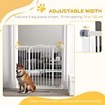 Pawhut Metal Pet Safety Gate Dog Gate Folding Fence, White