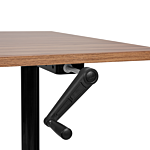 Manually Adjustable Desk Dark Wood Tabletop Black Steel Frame 120 X 72 Cm Sit And Stand Round Feet Modern Design Office Beliani