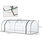 Outsunny Tunnel Greenhouse Green Grow House For Garden Outdoor, Steel Frame, Pvc Cover, Transparent, 250 X 100 X 80cm