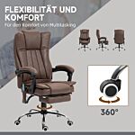 Vinsetto Vibrating Massage Office Chair With Heat, Desk Chair With Height Adjustable And Footrest, Dark Brown