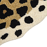 Kids Rug Beige Wool Cotton Backing 100 X 160 Cm Playroom Mat Animal Leopard Print Kids Room Bedroom Beliani