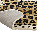 Kids Rug Beige Wool Cotton Backing 100 X 160 Cm Playroom Mat Animal Leopard Print Kids Room Bedroom Beliani