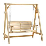 Outsunny 2-seater Larch Wood Swing Chair Bench