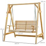 Outsunny 2-seater Larch Wood Swing Chair Bench