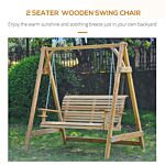 Outsunny 2-seater Larch Wood Swing Chair Bench