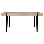 Dining Table Light Wood Top Black Metal Hairpin Legs 150 X 90 Cm Rectangular Industrial Style Beliani