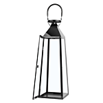 Metal Lantern Black Stainless Steel H 42 Cm Tapered Pillar Candle Holder Beliani