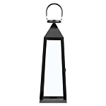 Metal Lantern Black Stainless Steel H 42 Cm Tapered Pillar Candle Holder Beliani