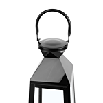 Metal Lantern Black Stainless Steel H 42 Cm Tapered Pillar Candle Holder Beliani