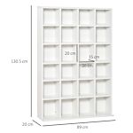 Homcom 480 Cd / 312 Dvd Storage Shelf Rack Media Storage Unit Shelves Racks Wooden Bookcase Display Unit With 4 Adjustable Shelves White