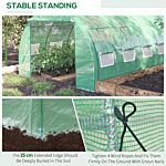 Outsunny Polytunnel Greenhouse Walk-in Grow House Tent With Roll-up Sidewalls, Zipped Door And 8 Windows, 4x3x2m Green