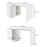 Homcom Computer Desk Table Workstation Home Office L Shape Drawer Shelf File Cabinet White