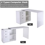 Homcom Computer Desk Table Workstation Home Office L Shape Drawer Shelf File Cabinet White