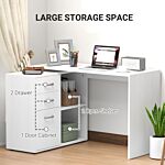 Homcom Computer Desk Table Workstation Home Office L Shape Drawer Shelf File Cabinet White