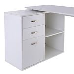 Homcom Computer Desk Table Workstation Home Office L Shape Drawer Shelf File Cabinet White