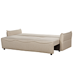 Sofa Bed Beige Polyester Fabric Convertible Sleeper With Storage Additional Cushions Removable Covers Modern Minimalist Style Living Room Bedroom Beliani