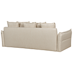 Sofa Bed Beige Polyester Fabric Convertible Sleeper With Storage Additional Cushions Removable Covers Modern Minimalist Style Living Room Bedroom Beliani