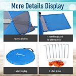 Outsunny 1-2 Person Pop Up Tent Beach Tent Hiking Uv 30+ Protection Patio Sun Shelter Portable Automatic - Blue