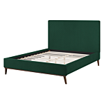 Eu Double Bed Green Fabric 4ft6 Upholstered Frame Honeycomb Quilted Beliani