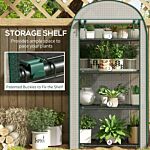 Outsunny 80 X 49 X 160cm Mini Greenhouse For Outdoor, Portable Garden Plant Green House W/ Storage Shelf, Roll-up Zippered Door, Metal Frame