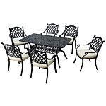 Outsunny 7 Pieces Aluminium Patio Dining Set With Umbrella Hole Black