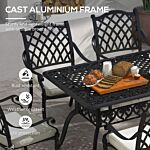 Outsunny 7 Pieces Aluminium Patio Dining Set With Umbrella Hole Black