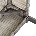 Outsunny 2 Seater Patio Rattan Wicker Sofa Set Chaise Lounge Double Sofa Bed Furniture W/ Coffee Table & Footstool For Patios, Garden, Backyard, Grey