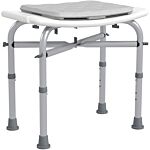 Homcom Aluminium Shower Stool For Elderly, Height Adjustable Shower Seat W/ Removable Padded Cushion, Shower Head Holder, Non-slip