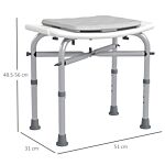 Homcom Aluminium Shower Stool For Elderly, Height Adjustable Shower Seat W/ Removable Padded Cushion, Shower Head Holder, Non-slip