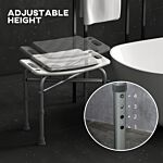 Homcom Aluminium Shower Stool For Elderly, Height Adjustable Shower Seat W/ Removable Padded Cushion, Shower Head Holder, Non-slip