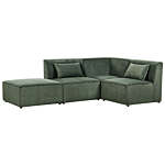 Modular Left Corner Sofa Dark Green Corduroy With Ottoman 3 Seater Sectional Sofa Modern Design Beliani