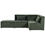 Modular Left Corner Sofa Dark Green Corduroy With Ottoman 3 Seater Sectional Sofa Modern Design Beliani