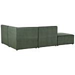 Modular Left Corner Sofa Dark Green Corduroy With Ottoman 3 Seater Sectional Sofa Modern Design Beliani