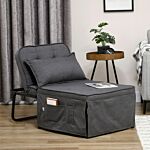 Homcom Fabric Sleeper Chair, Folding Chair Bed With Adjustable Backrest, Pillow, Side Pockets For Living Room, Charcoal Grey