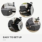 Homcom Fabric Sleeper Chair, Folding Chair Bed With Adjustable Backrest, Pillow, Side Pockets For Living Room, Charcoal Grey