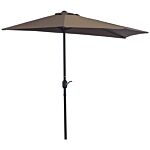 Outsunny 2.7m Balcony Half Parasol Garden Outdoor Umbrella 5 Steel Ribs - Brown