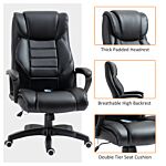 Vinsetto High Back Executive Office Chair 6- Point Vibration Massage Extra Padded Swivel Ergonomic Tilt Desk Seat, Black