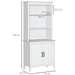 Homcom Kitchen Cupboard With 3-tier Shelving Double-door Storage Cabinet, Sideboard With Adjustable Shelves Microwave Oven Counter Top, White