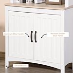 Homcom Kitchen Cupboard With 3-tier Shelving Double-door Storage Cabinet, Sideboard With Adjustable Shelves Microwave Oven Counter Top, White