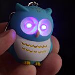 Bright Hooting Owl Novelty Key Ring With Light Up Eyes