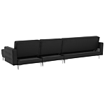 Corner Sofa Bed Black Faux Leather Tufted Modern L-shaped Modular 5 Seater Left Hand Chaise Longue Beliani