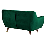 Sofa Green Velvet 2 Seater Button Tufted Back Cushioned Seat Wooden Legs Beliani