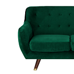 Sofa Green Velvet 2 Seater Button Tufted Back Cushioned Seat Wooden Legs Beliani