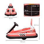 Homcom Electric Kids Bumper Car, 6v 360-degree Rotation Waltzer Car, Battery Powered Ride On Car W/ 2 Speeds, Music, Horn, Gift For 18-48 Months, Pink