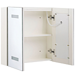 Bathroom Mirror Cabinet Silver Plywood 60 X 60 Cm Hanging 2 Door Cabinet With Led Strip Lights Beliani