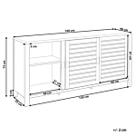 3 Door Sideboard Light Wood Manufactured Wood With Slatted Fronts Sliding Doors Beliani