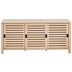 3 Door Sideboard Light Wood Manufactured Wood With Slatted Fronts Sliding Doors Beliani