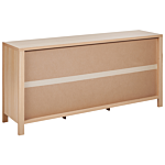 3 Door Sideboard Light Wood Manufactured Wood With Slatted Fronts Sliding Doors Beliani